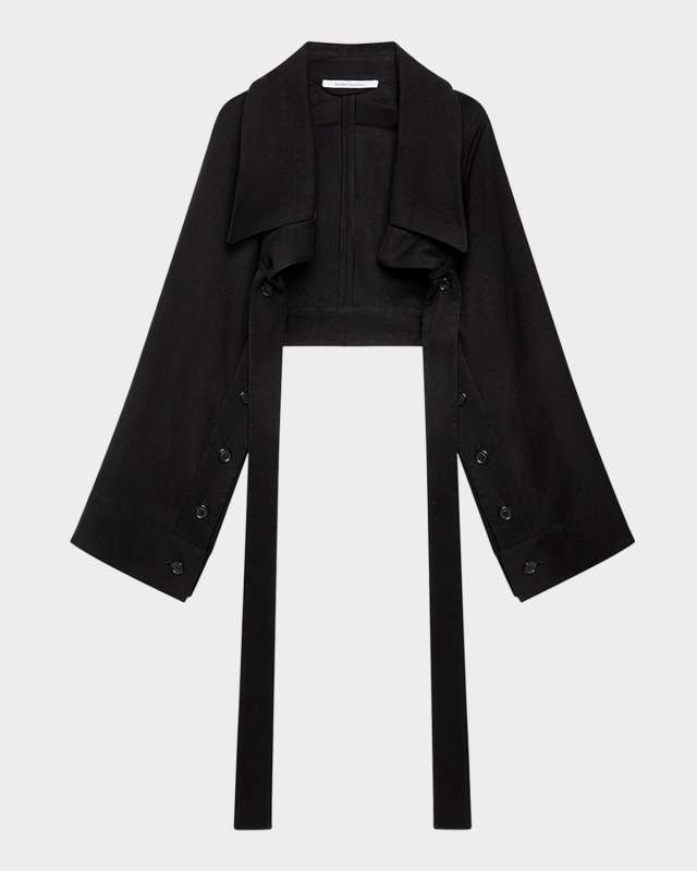 Button-Sleeve Tie Bolero Jacket